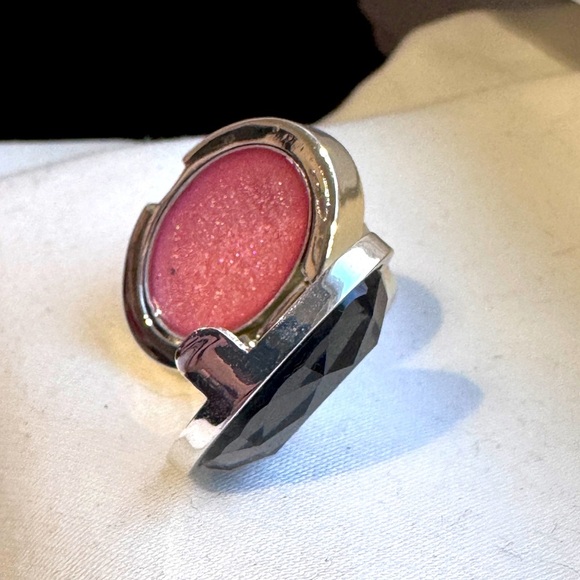 đź’‹ Elegant Silver and Black Sephora 2007 Anniversary Lip Gloss Cocktail Ringđź’‹ - Picture 8 of 16